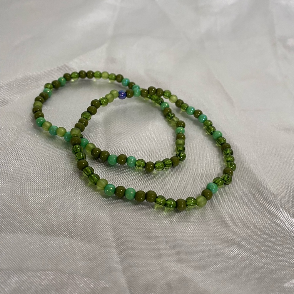 Green Beaded Bracelet Set